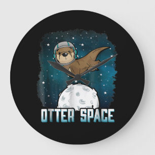 Otter Space  Funny Otter Space Animal Große Wanduhr