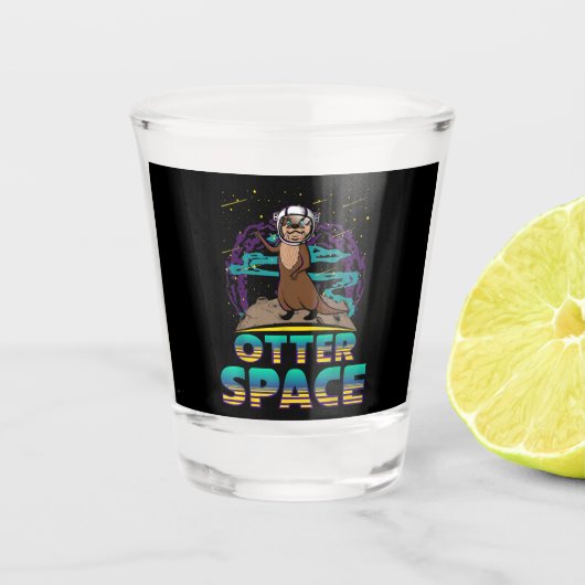 Otter Space Niedlich Funny Otter Lover Pun Geschen Schnapsglas (Vorderseite)