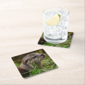 Otter Spritzer Rechteckiger Pappuntersetzer (Vor Ort)