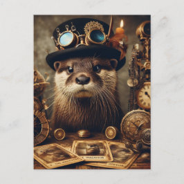 Otter Steampunk Tarot Card Reader Postkarte