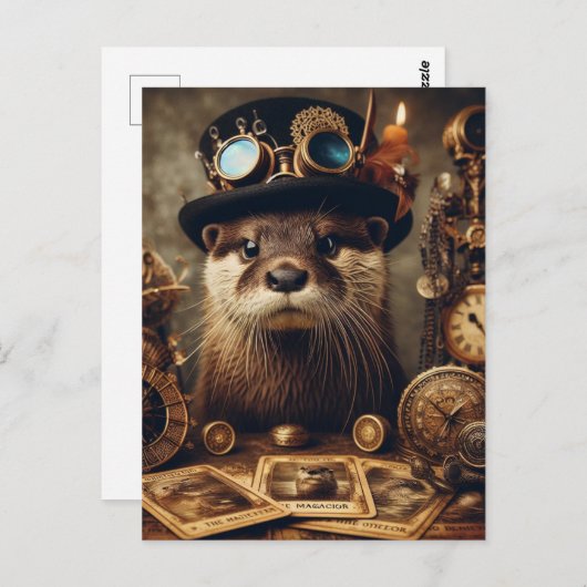 Otter Steampunk Tarot Card Reader Postkarte (Vorne/Hinten)