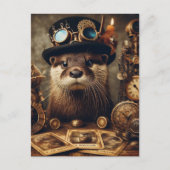 Otter Steampunk Tarot Card Reader Postkarte (Vorderseite)