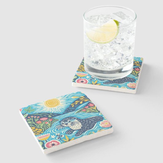 Otter Steinuntersetzer (Seitenansicht)