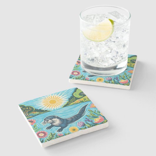 Otter Steinuntersetzer (Seitenansicht)