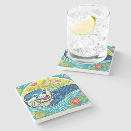 Otter Steinuntersetzer (Seitenansicht)