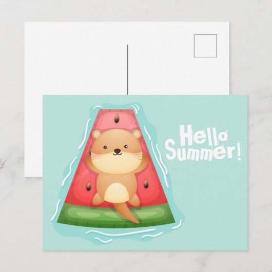 Otter Summer Postcard Postkarte (Vorne/Hinten)