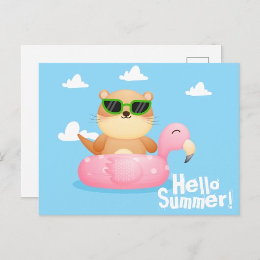 Otter Summer Postcard Postkarte (Vorne/Hinten)