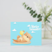 Otter Summer Postcard Postkarte (Stehend Vorderseite)