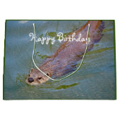Otter Swimming Wildlife Foto Geburtstag Große Geschenktüte (Vorderseite)