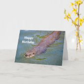 Otter Swimming Wildlife Foto Geburtstag Karte (Gelbe Blume)