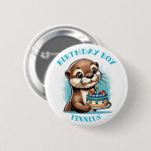 Otter Themed Birthday Boy Personalisiert Button (Vorne & Hinten)