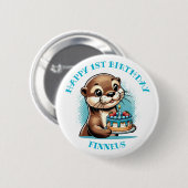 Otter Themed Boys erster Geburtstag Personalisiert Button (Vorne & Hinten)