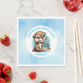 Otter Themed Boys erster Geburtstag Personalisiert Serviette (Beispiel)
