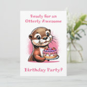 Otter Themed Girls Geburtstagsparty Einladung (Stehend Vorderseite)