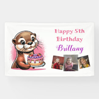 Otter Themed Girls Geburtstagsparty Foto Banner