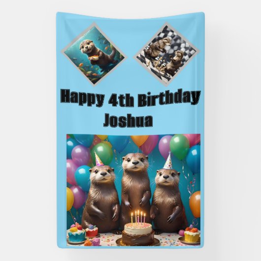 Otter Triplets Birthday Party, Banner (Vertikal)