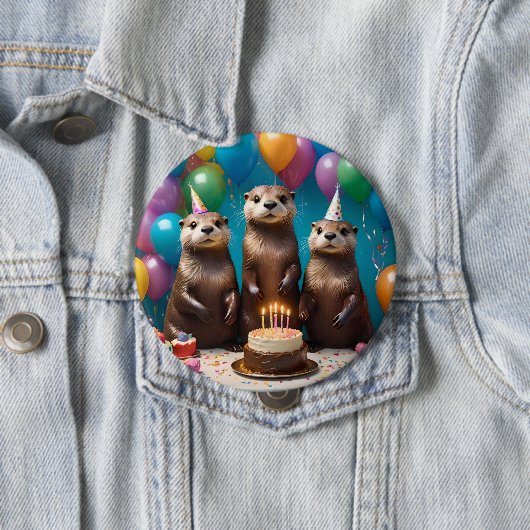 Otter Triplets Birthday Party, Button (Beispiel)