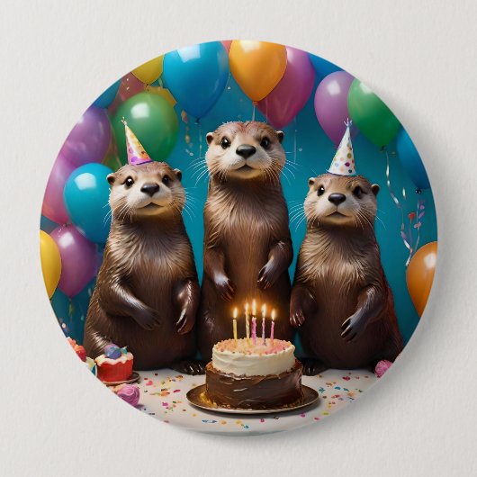 Otter Triplets Birthday Party, Button (Vorderseite)