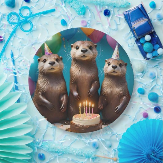 Otter Triplets Birthday Party, Pappteller (Party)