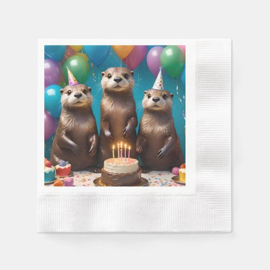 Otter Triplets Birthday Party, Serviette (Vorderseite)