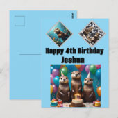 Otter Triplets Geburtstagsparty, Geburtstagskarte Postkarte (Vorne/Hinten)