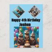 Otter Triplets Geburtstagsparty, Geburtstagskarte Postkarte (Vorderseite)