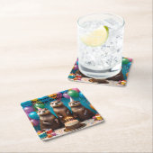 Otter Triplets Große Adventsfeier Rechteckiger Pappuntersetzer (Vor Ort)