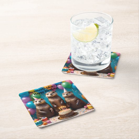 Otter Triplets Große Adventsfeier Rechteckiger Pappuntersetzer (Vor Ort)