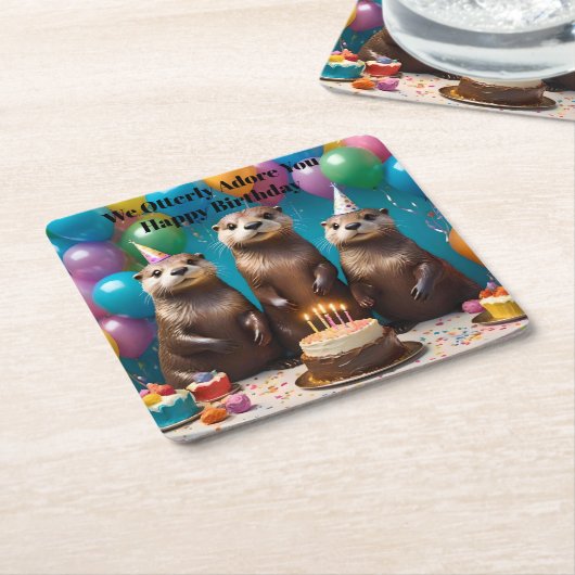 Otter Triplets Große Adventsfeier Rechteckiger Pappuntersetzer (angewinkelt)