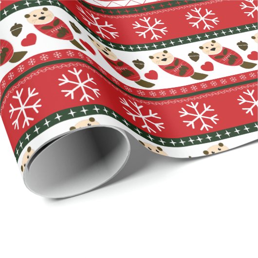 Otter Ugly Christmas Sweater Pattern Geschenkpapier (Rolleneckpunkt)
