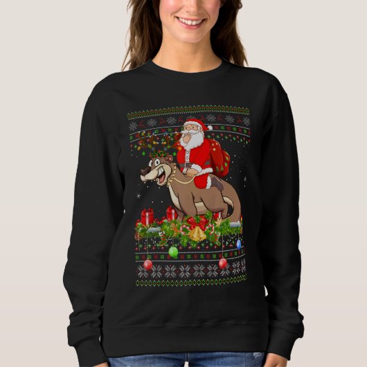 Otter  Ugly Santa Riding Otter Christmas Sweatshirt (Vorderseite)