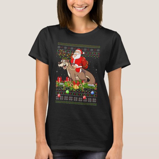 Otter Ugly Santa Riding Otter Christmas T-Shirt (Vorderseite)