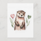 Otter und die Herz-Blume Postkarte (Vorderseite)