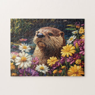 Otter und farbenfrohe Wildblumen Frühling Puzzle