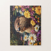 Otter und farbenfrohe Wildblumen Frühling Puzzle (Vertikal)