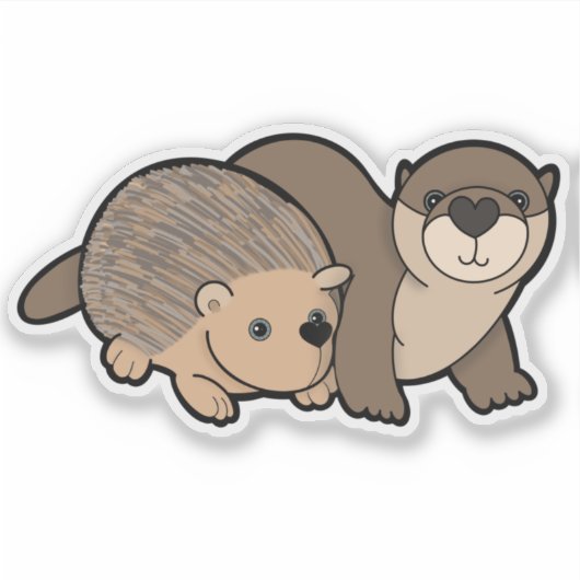 Otter und Igel Aufkleber (Vorderseite)