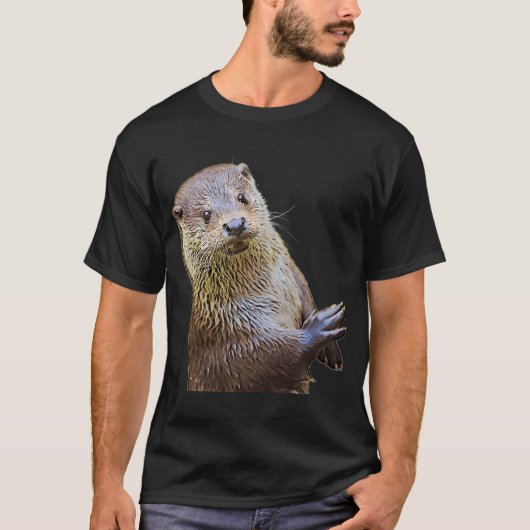 Otter und Ölgemälde Meer Otter T-Shirt (Vorderseite)