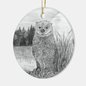 Otter Unter dem Mond am See Keramik Ornament (Links)