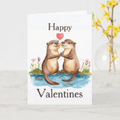 Otter Valentines Day Card Karte (Gelbe Blume)