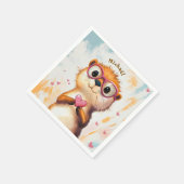 Otter Valentinstag Herz Abzeichen Kinder Schule Serviette (Ecke)