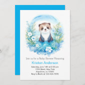 Otter Watercolor Wonderland Boy Baby Dusche Einladung (Vorne/Hinten)