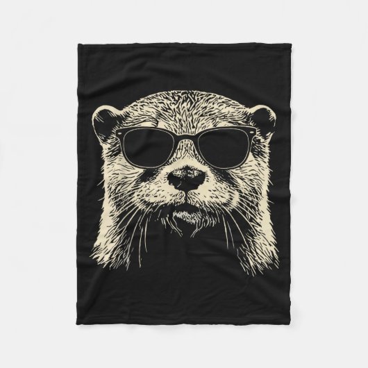 Otter Wearing Sungles Graphic Otter Shirt Men Wome Fleecedecke (Vorderseite)