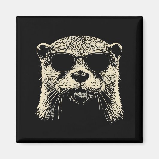 Otter Wearing Sungles Graphic Otter Shirt Men Wome Magnet (Vorne)