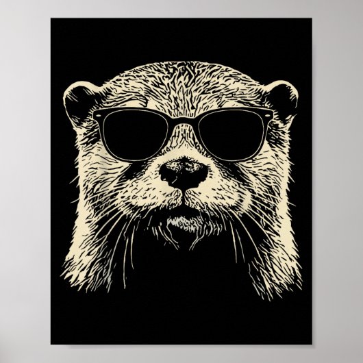 Otter Wearing Sungles Graphic Otter Shirt Men Wome Poster (Vorne)