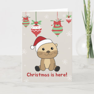 Otter Weihnachten Schnee Winter Tiere Otter Feiert