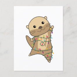 Otter Weihnachtsschnee Wintertiere Otter Feiertagspostkarte