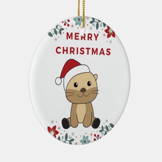 Otter Weihnachtsschnee Wintertiere Otter Keramik Keramik Ornament (Rechts)