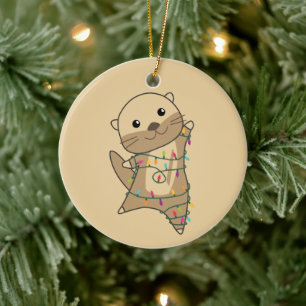 Otter Weihnachtsschnee Wintertiere Otter Keramik Ornament