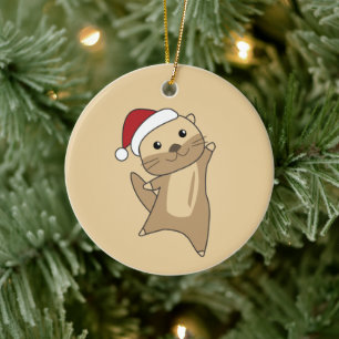 Otter Weihnachtsschnee Wintertiere Otter Keramik Ornament