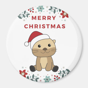 Otter Weihnachtsschnee Wintertiere Otter Magnet